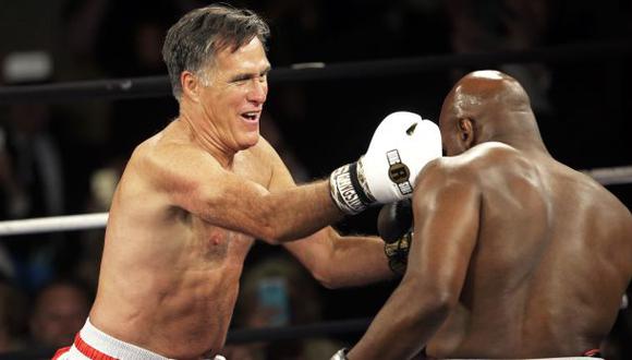 Mitt Romney y Evander Holyfield boxean con fines de caridad