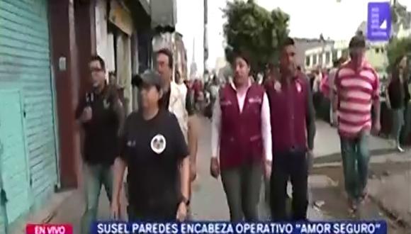 Susel Paredes encabeza intervención a hostales y hospedajes en La Victoria. (Captura: Latina)