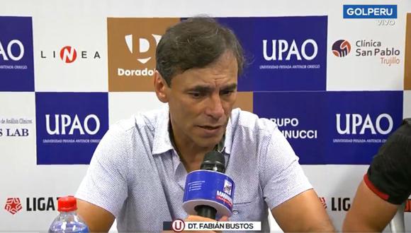 Fabián Bustos, entrenador de Universitario de Deportes, en conferencia de prensa posterior a la victoria contra Mannucci | Captura de video / Gol Perú