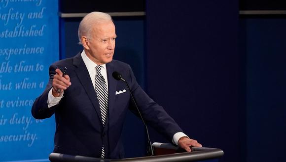 El candidato presidencial demócrata y exvicepresidente de los Estados Unidos, Joe Biden, habla durante el primer debate presidencial en Cleveland, Ohio. (AFP / POOL / Morry Gash).