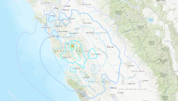 Sismo en California de magnitud 5,1 sacude el área de la bahía en San Francisco. (USGS).