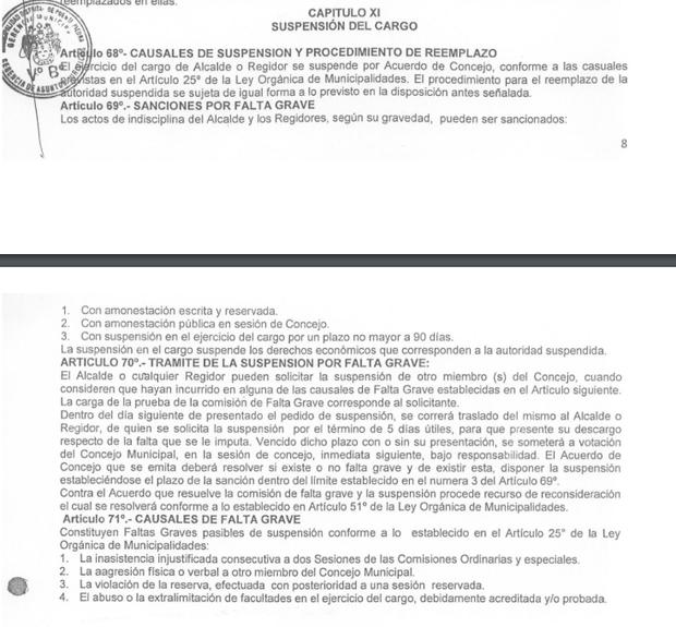 La Ordenanza 171/2011 de Puente Piedra define las causales para suspender al alcalde por falta grave.