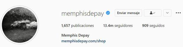 New version of Memphis Depay's Instagram profile.  (Photo: Capture)
