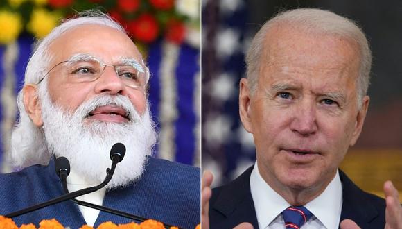 El primer ministro de la India, Narendra Modi, y el presidente de Estados Unidos, Joe Biden, hablaron sobre la pandemia de coronavirus que golpea con fuerza al país asiático. (Fotos: AFP).