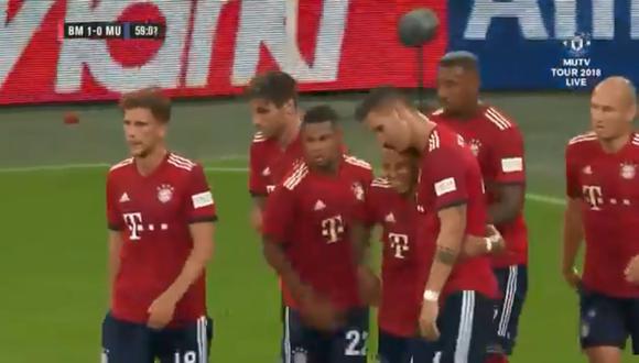 Bayern Múnich vence por 1-0 al Manchester United en un amistoso internacional. Javi Martínez adelanto al cuadro alemán (Foto: captura de pantalla)