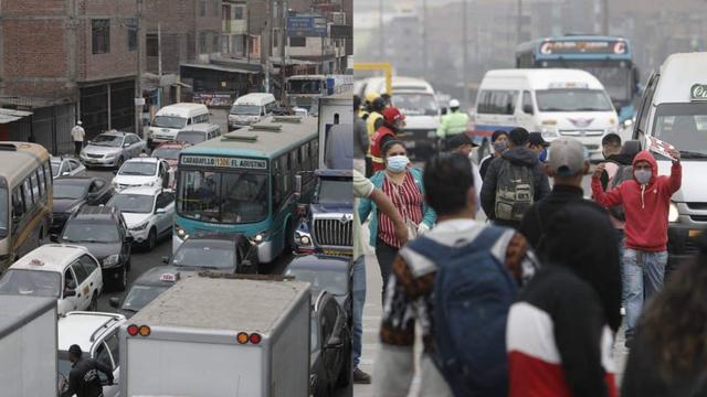 En el día 4 de la cuarentena focalizada, los principales paraderos de la capital lucieron abarrotados y las personas siguen sin respetar el distanciamiento social. (Foto: Cesar Campos / GEC)