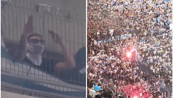 Hinchas del Eintracht Frankfurt tuvieron incidentes en el partido ante Marsella. (Foto: Captura)