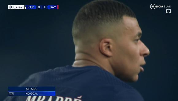 Kylian Mbappé marcaba el empate para PSG vs. Bayern Múnich por octavos de final de la Champions League. (Foto: BT Sport)