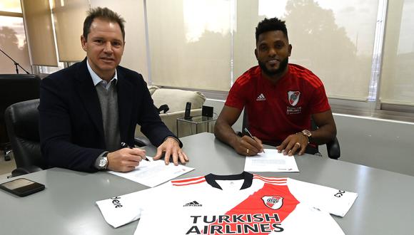 Miguel Borja fue oficializado como nuevo jugador de River Plate. (Foto: Captura)