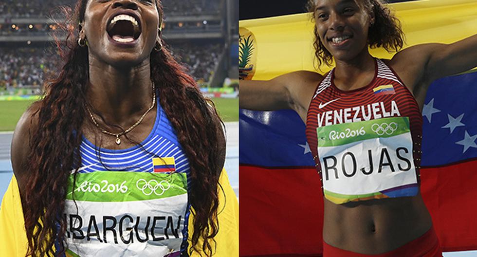 Caterine Ibargüen y Yulimar Rojas se impusieron en el salto triple de Río 2016, tras quedarse con la medalla de oro y plata respectivamente. Sudamérica manda. (Foto: AFP)