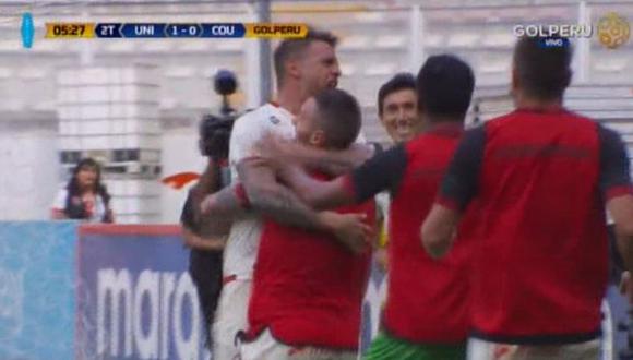 Germán Denis anotó así el 1-0 sobre Comerciantes Unidos. (Captura y video: Gol Perú)