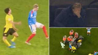 Futbolista de Borussia Dortmund se torció la pierna y Erling Haaland lo lamentó desde la tribuna | VIDEO