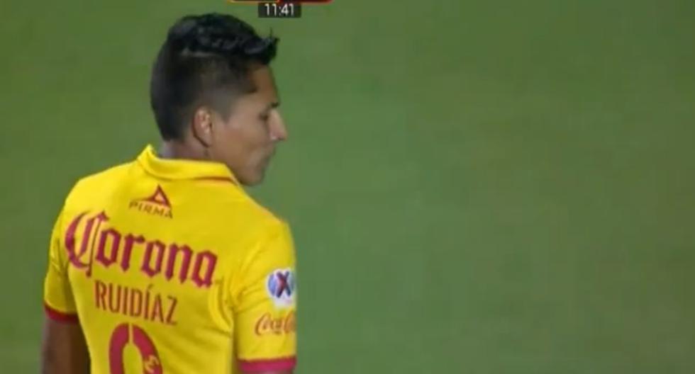 Raúl Ruidíaz se estrenó en la Liga MX con gol en el partido Morelia vs Tijuana. (Foto: Captura)