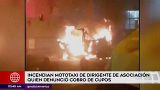 SMP: incendian mototaxi de trabajador que denunció cobro de cupos | VIDEO