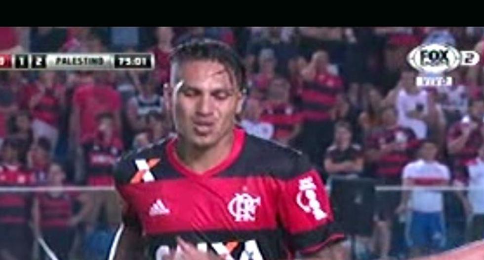 Paolo Guerrero no pudo hacer nada con el Flamengo ante el Palestino en la Copa Sudamericana. (Foto: captura)