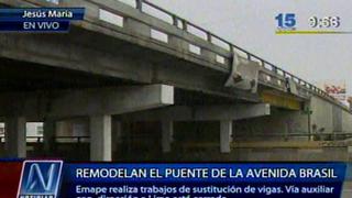 Tránsito sur a norte en Av. Brasil cerrado por obras en puente