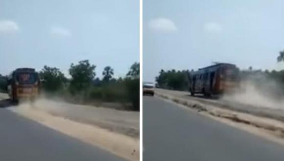 Carrera de buses en la India causa zozobra en autopista [VIDEO]