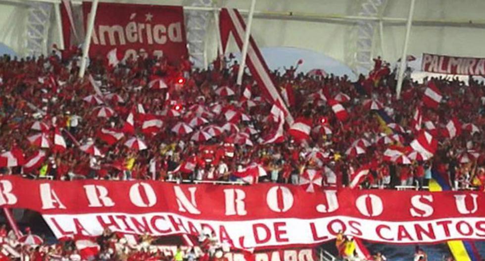 La hinchada del América de Cali, Barón Rojo Sur, no quiere al Atlético Nacional en su ciudad (Foto: Internet)