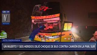 Panamericana Sur: choque de bus interprovincial dejó un muerto y seis heridos