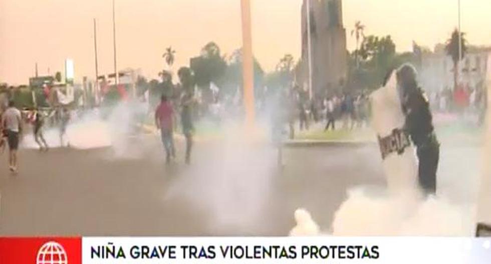 Niña quedó grave durante las protestas contra el indulto otorgado al expresidente Alberto Fujimori. (Foto: América Noticias)