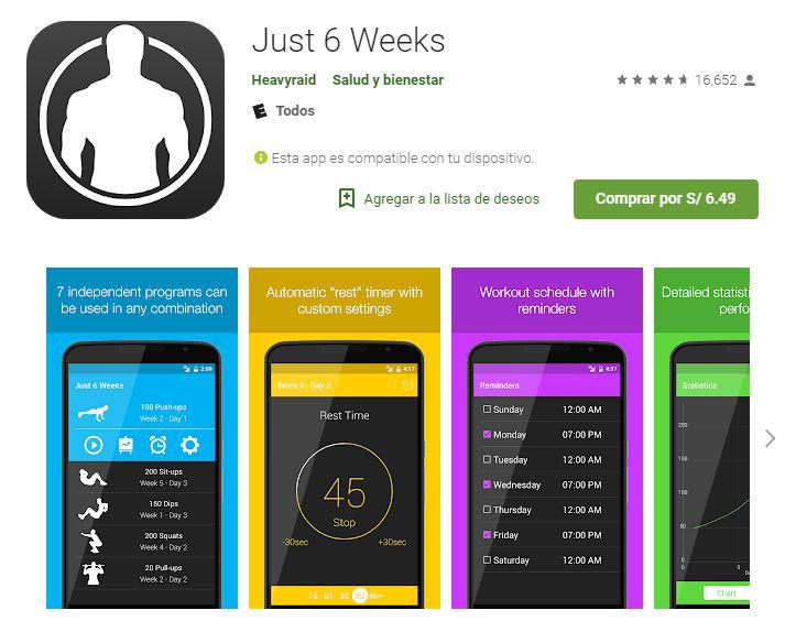 Just 6 weeks creará un programa personalizado para ti. (Foto: Google Play)