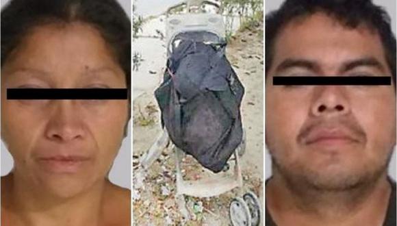 México: La pareja, identificada con los nombres de Juan Carlos N. y Patricia N., fue detenida el viernes. Trasladaban restos de mujeres en un coche de bebé.