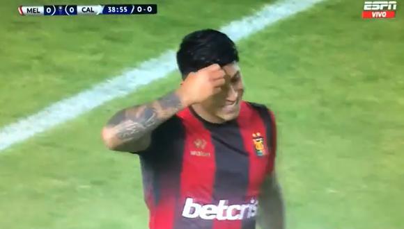 Luis Iberico casi anota un golazo en el Melgar vs. Deportivo Cali. (Foto: Captura ESPN)