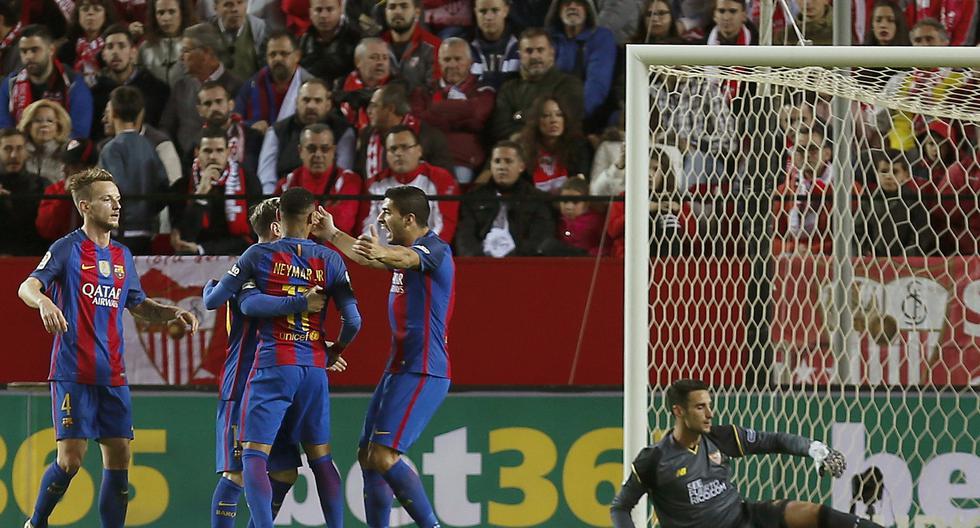 Asistencia de Neymar para el gol de Lionel Messi en el partido Barcelona vs Sevilla. (Foto: EFE)