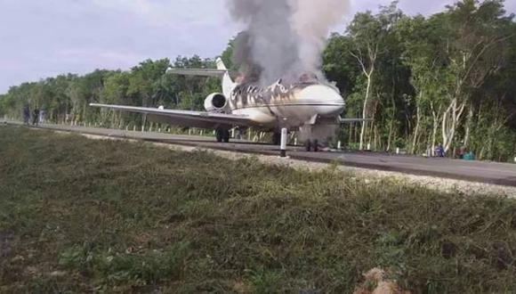 Un avión que presuntamente transportaba drogas se incendió este domingo al aterrizar en una carretera del suroriental estado mexicano de Quintana Roo.