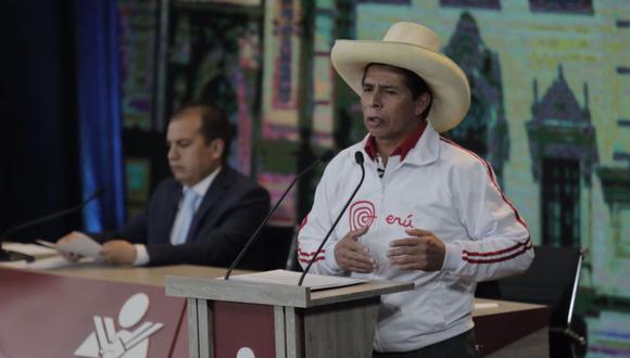 Pedro Castillo durante su participación en el debate presidencial del Jurado Nacional de Elecciones desarrollado en Arequipa | Foto: Leandro Britto / @photo.gec