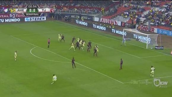 Antes de los tres minutos de juego, Javier Hernández puso adelante en el marcador a las 'Águilas' del América ante 'Xolos' por semifinales. (Foto: captura de video)