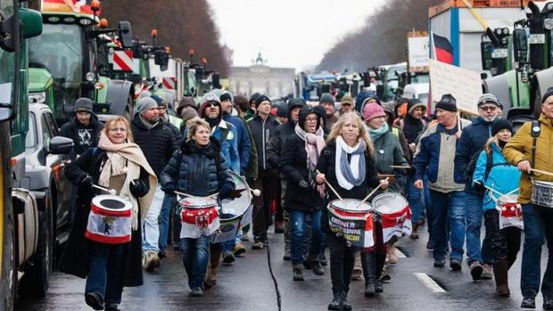 Los agricultores alemanes realizaron una semana de huelgas nacionales a principios de este mes. (EPA).