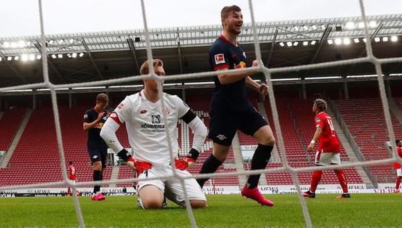 Timo Werner firmó un triplete en la goleada sobre Mainz 05. (Foto: AFP)