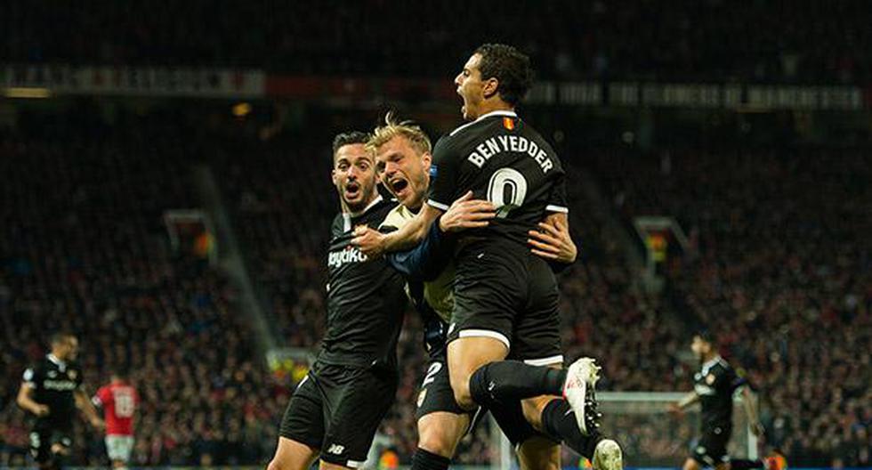 Sevilla venció 2-1 al Manchester United y clasificó a los cuartos de final de la Champions League. (Foto: EFE)