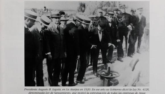 El presidente Leguía visita la planta de La Atarjea, en 1920. Ese año se expropiaron los servicios de agua potable. (Archivo Sedapal)
