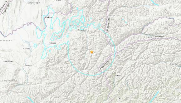 Un terremoto de magnitud 6,5 sacudió Afganistán este martes 21 de marzo | Imagen: USGS