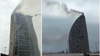 YouTube: Registran incendio en la Torre Donal Trump de Bakú [VIDEO]