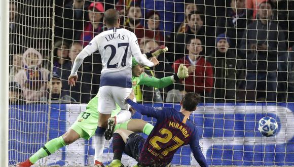 Barcelona vs. Tottenham: así fue el gol de Lucas Moura para el 1-1 en el Camp Nou. (Foto: AP)