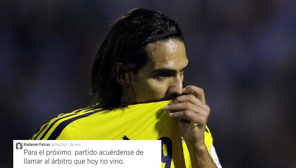 Falcao criticó al árbitro en Twitter tras derrota de Colombia