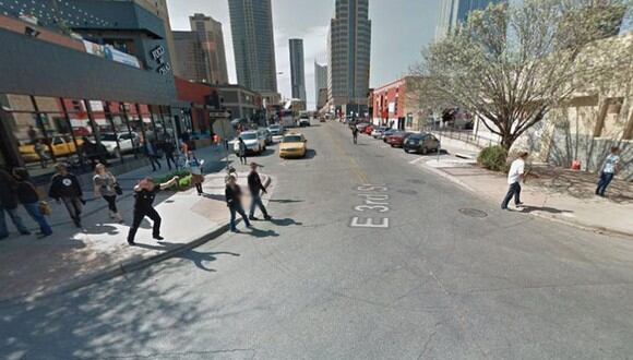 Una curiosa imagen de Google Maps fue captada por un usuario que realizó una búsqueda en una calle de Nueva York | Foto: Google Maps