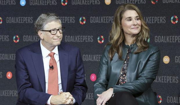 Cuando Melinda y Bill Gates presentaron el evento Goalkeepers en el Lincoln Center el 26 de septiembre de 2018, en Nueva York (Foto: Ludovic Marin / AFP)