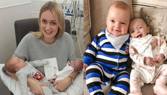 Rebecca Roberts es una mujer del Reino Unido que concibió a sus gemelos con tres semanas de diferencia, un fenómeno conocido como superfetación. | Crédito: @roberts.supertwins / Instagram