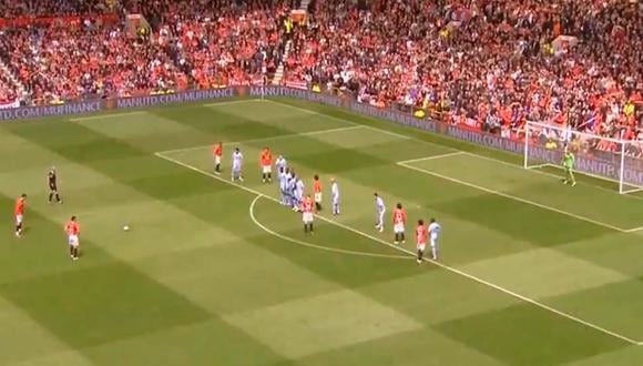 La última celebración de Cristiano Ronaldo con Manchester United fue ante el City | Foto: Captura de pantalla.