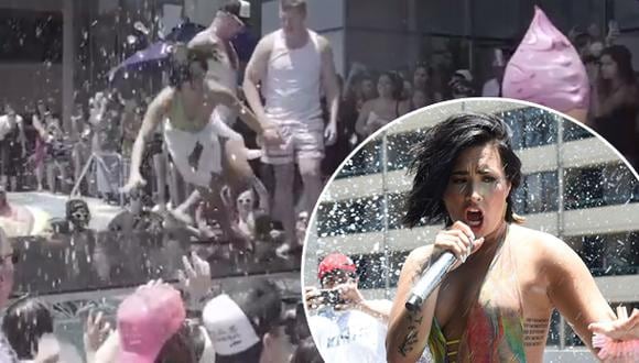 Demi Lovato sufrió fuerte caída durante show en vivo (VIDEO)