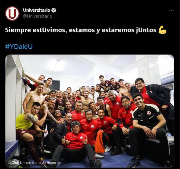 La celebración de Universitario en el vestuario. (Foto: Captura)