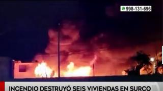Surco: seis viviendas fueron arrasadas por incendio ocurrido en quinta de la Av. Roosevelt | VIDEO