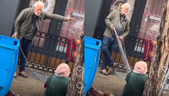 Un dueño de una galería en Estados Unidos roció agua a una persona sin hogar por bloquear la entrada a su negocio. (Foto: Twitter/@BrokeAssStuart).