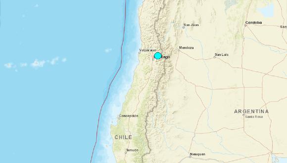 Un sismo de magnitud 5,6 sacudió el noreste de Santiago, en Chile, el 9 de julio de 2023. (Captura de USGS)