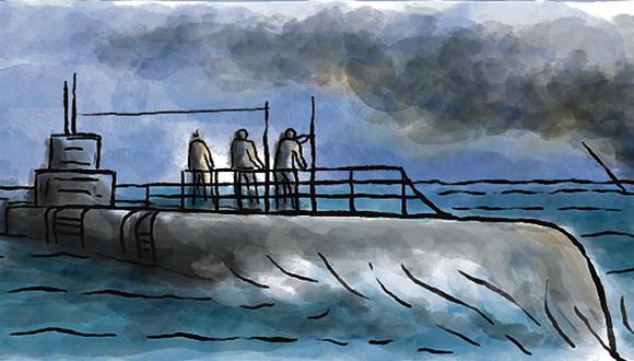 "El almirantazgo alemán, en febrero de 1917, dispuso una guerra submarina total" (Ilustración: Víctor Aguilar)