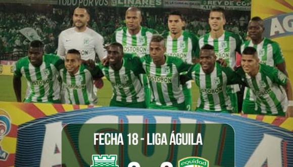 Atlético Nacional igualó sin goles frente a La Equidad por la Liga Águila | Foto: Atlético Nacional